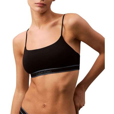 Brassière noire unie avec logo iconique de la marque et bretelles ajustables