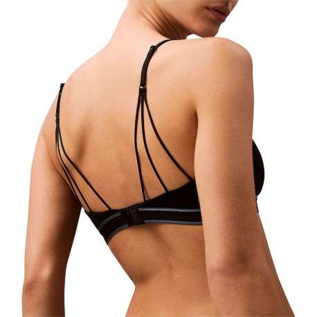 Brassière noire unie avec logo iconique de la marque et bretelles ajustables - Image 2