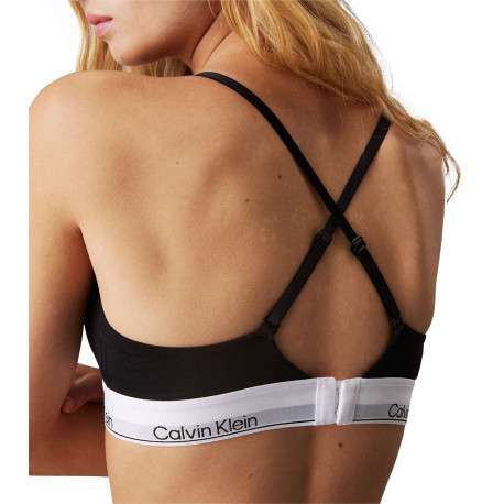 Soutien-Gorge noir uni avec nom de la marque sur le bas en noir - Image 2
