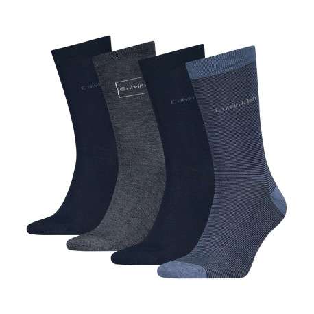 Lot de 4 paires de chaussettes hautes marine unies à coupe haute