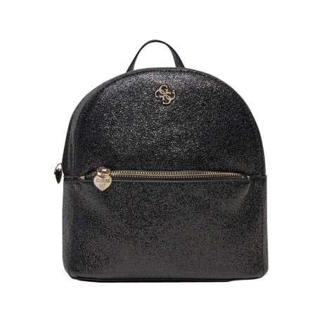 Sac à dos noir uni à paillettes noires brillantes all-over et logo doré