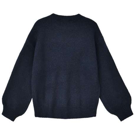 Pull marine à sequins avec une coupe droite, col rond et à manches longues - Image 2
