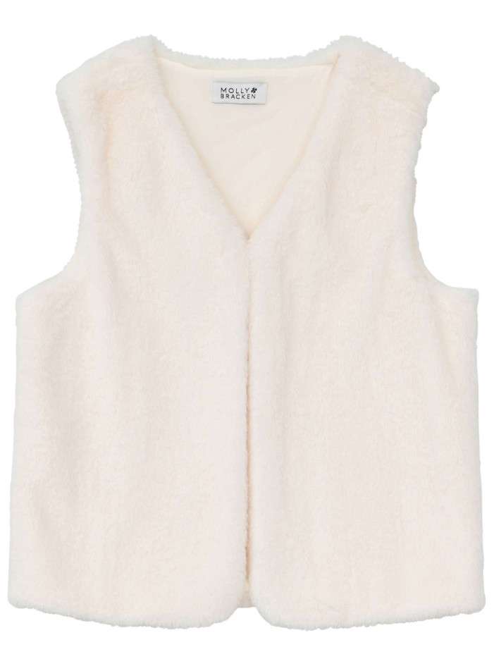Gilet écru uni droit à col...