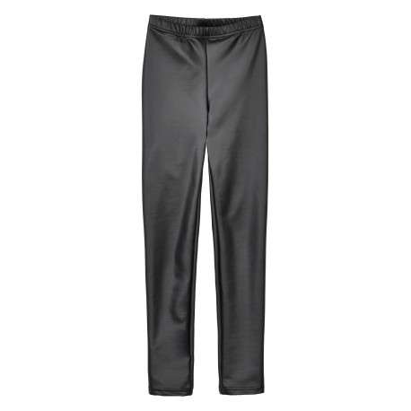 Legging noir uni en similcuir avec une coupe skinny et taille élastiquée