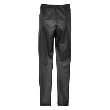 Legging noir uni en similcuir avec une coupe skinny et taille élastiquée - Image 2
