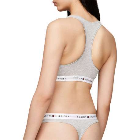 Brassière grise chinée avec des bretelles larges et une bande élastiquée - Image 2