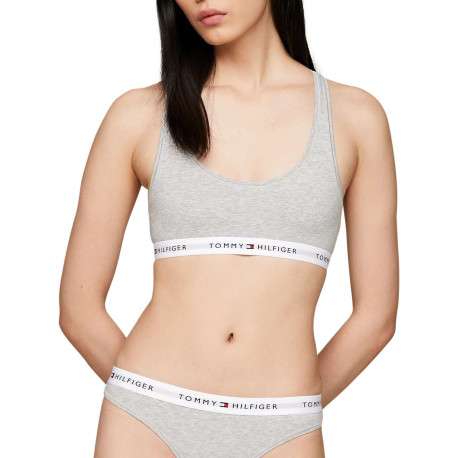 Brassière grise chinée avec des bretelles larges et une bande élastiquée - Image 4