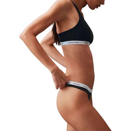 Lot de 3 strings en coton noirs unis avec une ceinture élastiquée - Image 5