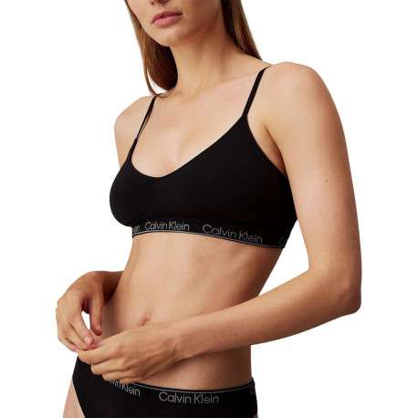 Brassière noire unie avec des coques au niveau de la poitrine et un col v - Image 3