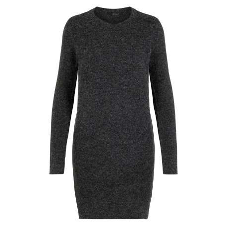Robe pull courte noire chinée avec une coupe droite et un col rond