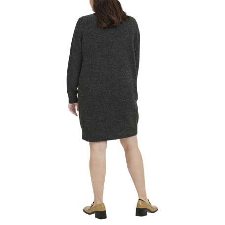 Robe pull courte noire chinée avec une coupe droite et un col rond - Image 2