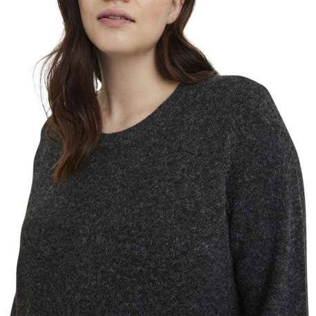 Robe pull courte noire chinée avec une coupe droite et un col rond - Image 3