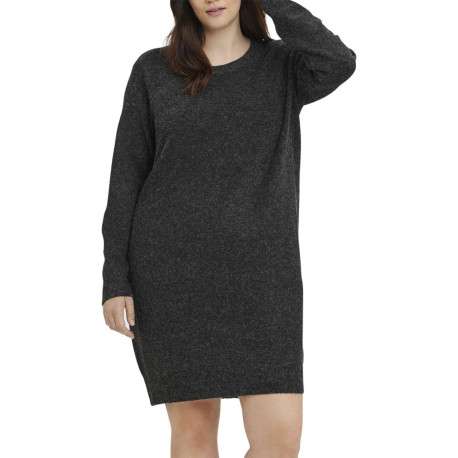 Robe pull courte noire chinée avec une coupe droite et un col rond - Image 4