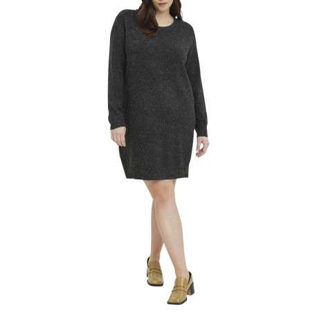 Robe pull courte noire chinée avec une coupe droite et un col rond - Image 5