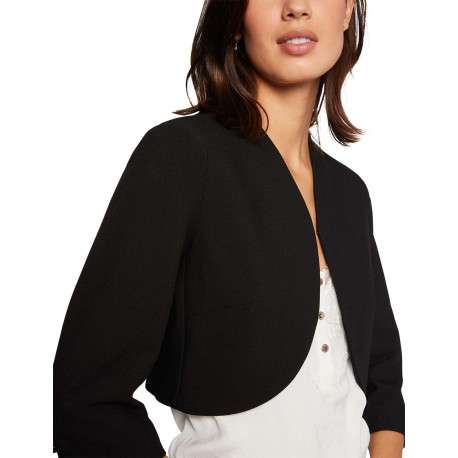 Veste blazer noire unie avec une coupe droite et des manches longues - Image 3
