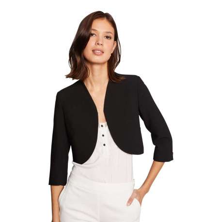 Veste blazer noire unie avec une coupe droite et des manches longues - Image 6