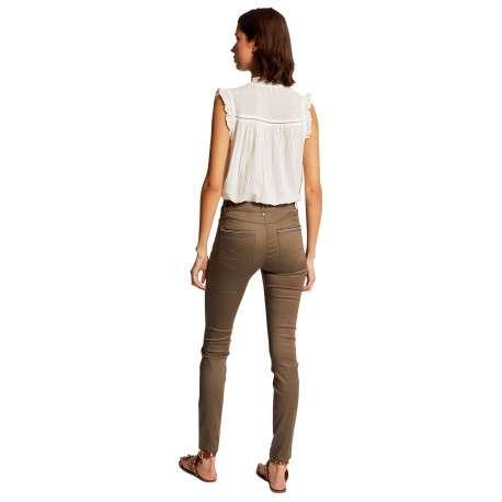 Pantalon 5 Poches kaki uni avec une coupe slim et des liserés - Image 2