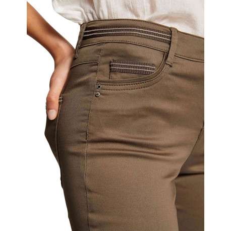Pantalon 5 Poches kaki uni avec une coupe slim et des liserés - Image 3