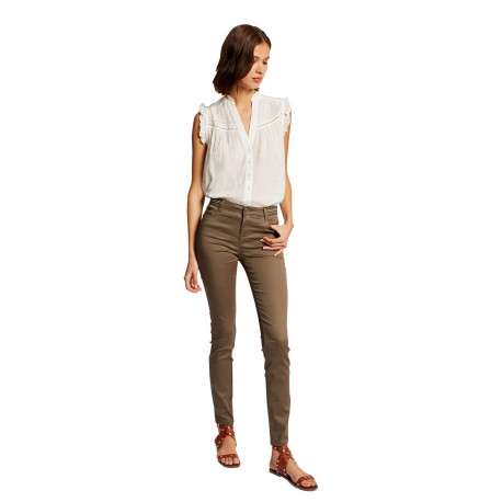 Pantalon 5 Poches kaki uni avec une coupe slim et des liserés - Image 4