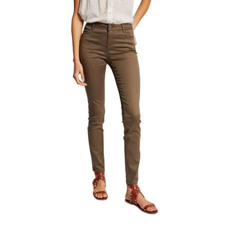 Pantalon 5 Poches kaki uni avec une coupe slim et des liserés - Image 5