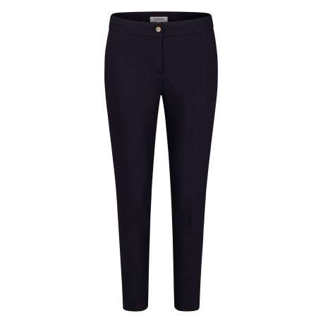 Chino marine uni avec une coupe slim et un bouton de fermeture en doré