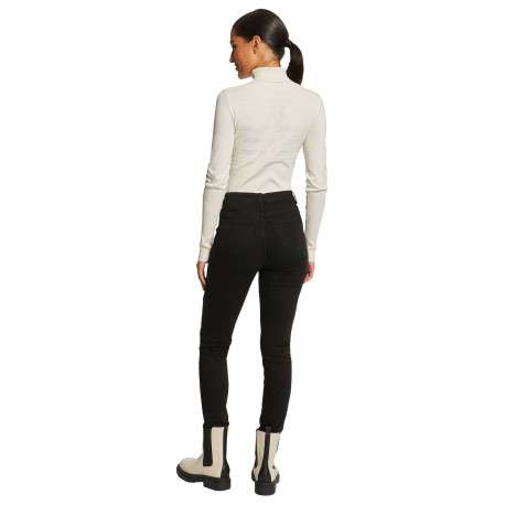 Pull écru uni avec une coupe slim à col roulé et à manches longues - Image 2