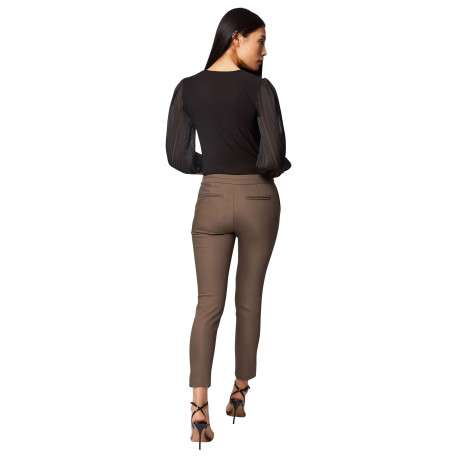 Pantalon 5 poches kaki uni avec une coupe droite et une taille élastiquée - Image 2