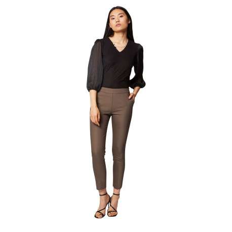 Pantalon 5 poches kaki uni avec une coupe droite et une taille élastiquée - Image 4