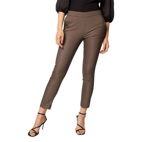 Pantalon 5 poches kaki uni avec une coupe droite et une taille élastiquée - Image 5