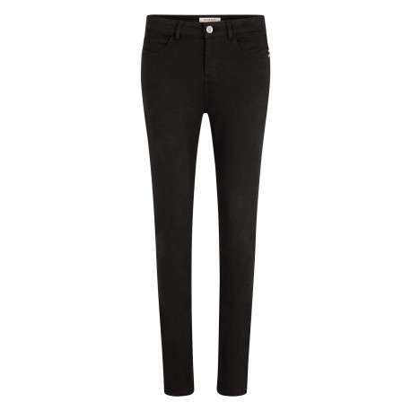 Chino noir uni avec une coupe slim et une fermeture zippée à bouton