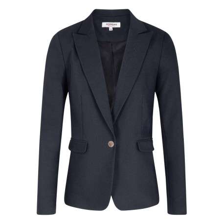 Veste blazer marine unie avec une coupe droite et des manches longues