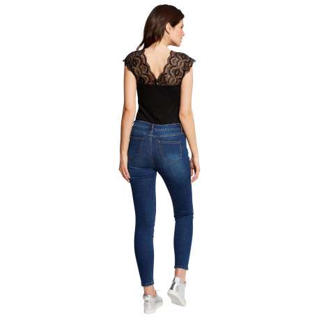 Débardeur noir uni avec une coupe droite à col v et sans manches - Image 2