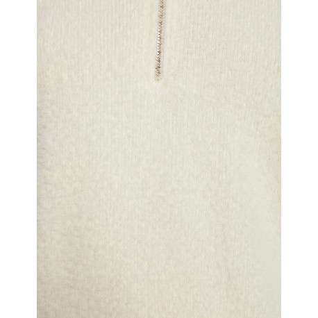 Pull écru uni avec une coupe droite à col montant et une fermeture zippée - Image 5