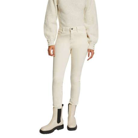 Chino écru uni avec une coupe slim et des passants au niveau de la taille - Image 3