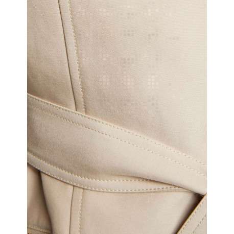 Trench coat beige uni avec une coupe droite et un col à capuche - Image 6