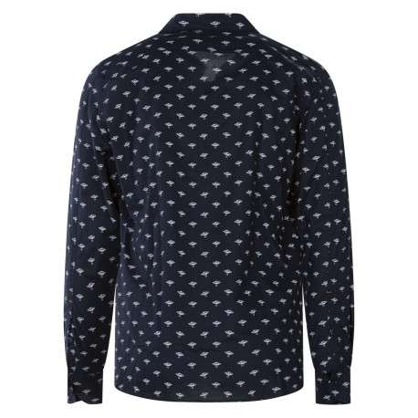 Chemise manches longues en coton bleue marine imprimée et avec un col français - Image 2