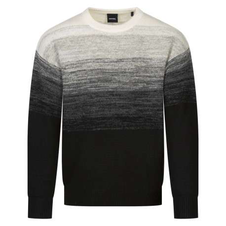 Pull noir en maille côtelée à coupe droite avec col rond et effet dégradé