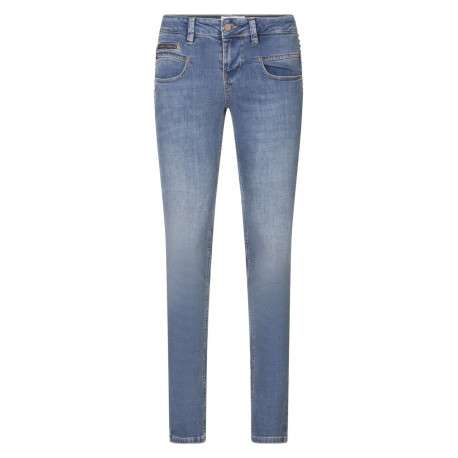 Jean Alexa Slim S-Sdm en coton bleu avec une fermeture zippée et une bouton