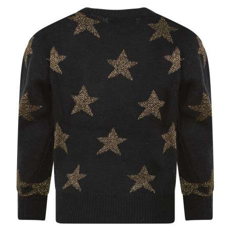 Pull noir doux avec des étoiles pailletées une coupe droite et un col rond - Image 2