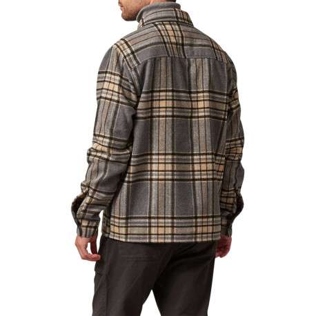 Chemise grise à carreaux droite à col français et à manches longues - Image 2