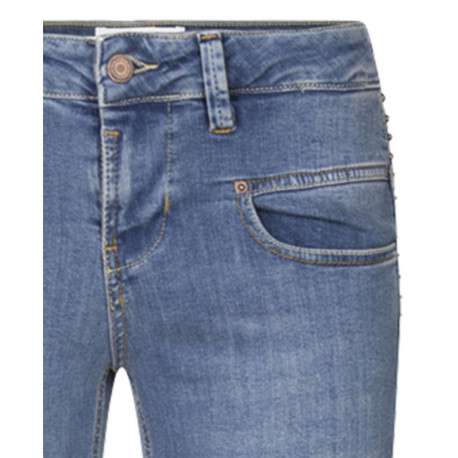 Jean Alexa Slim S-Sdm en coton bleu avec une fermeture zippée et une bouton - Image 3