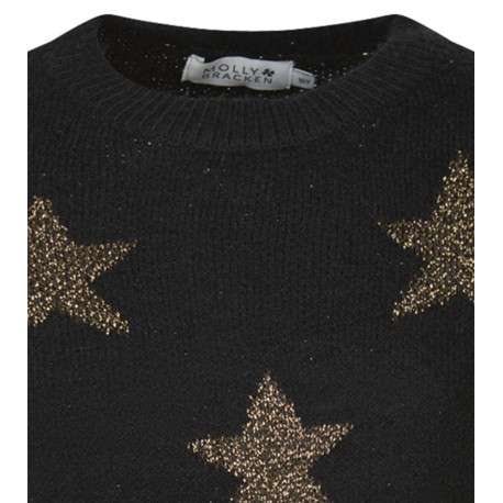 Pull noir doux avec des étoiles pailletées une coupe droite et un col rond - Image 3