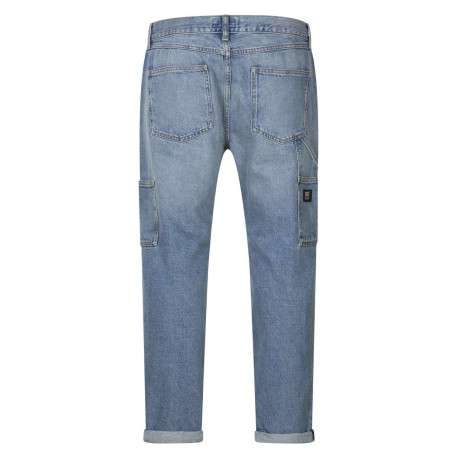 Jean en coton bleu avec une coupe droite et une fermeture zippée avec bouton - Image 2