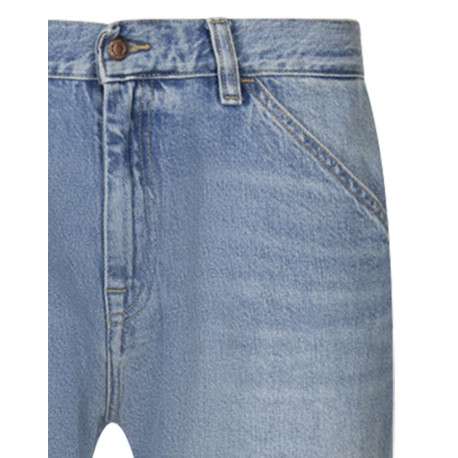 Jean en coton bleu avec une coupe droite et une fermeture zippée avec bouton - Image 3