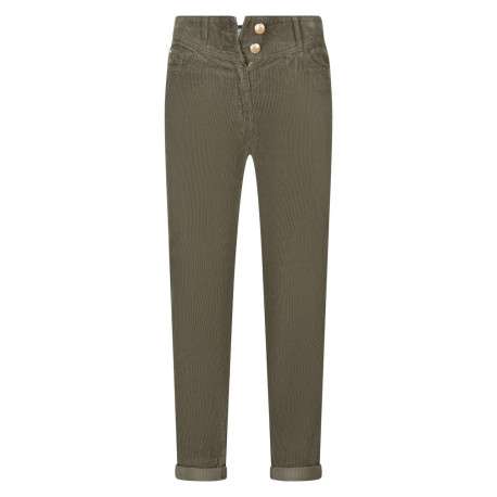 Pantalon 5 Poches en coton kaki et en velours côtelé avec une coupe bootcut