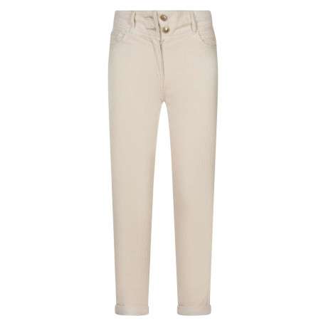 Pantalon 5 Poches en coton beige et en velours côtelé avec une coupe bootcut