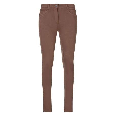 Pantalon 5 Poches chocolat uni avec une coupe bootcut et patch de la marque - Image 5