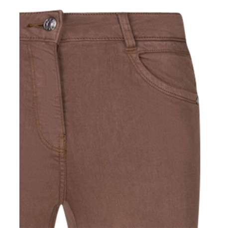 Pantalon 5 Poches chocolat uni avec une coupe bootcut et patch de la marque - Image 7