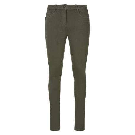 Pantalon 5 Poches kaki uni à coupe slim avec poches plaquées arrière