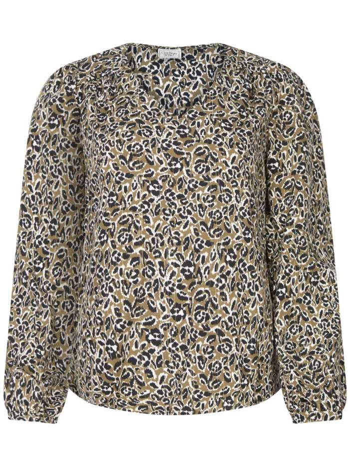 Blouse kaki à imprimé,...